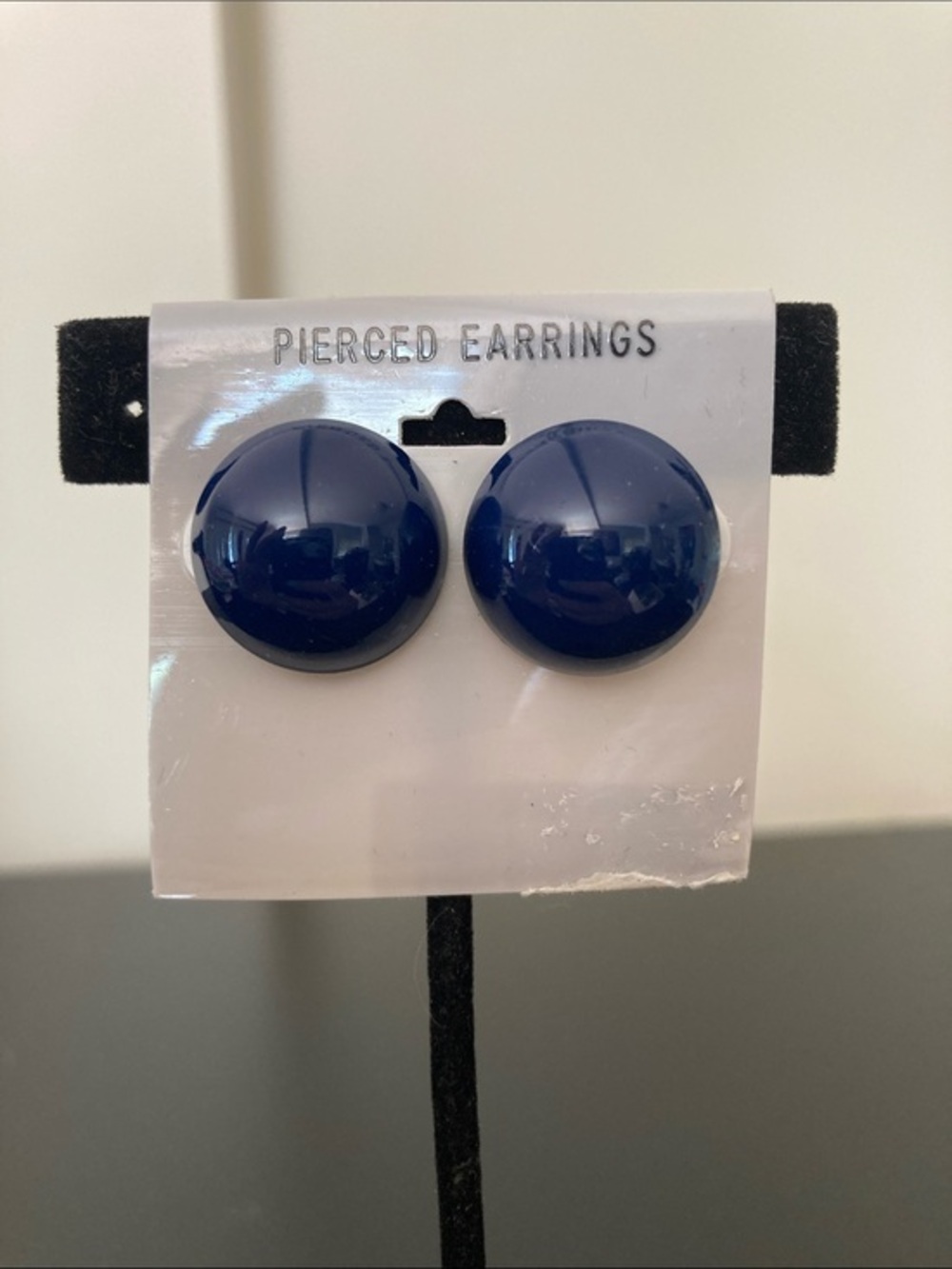 Round Dome Stud Earrings in Deep Navy